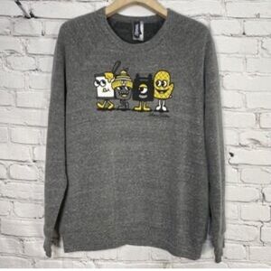 Johnny Cupcakes Gray Crewneck Sweater with Yellow Character Graphic